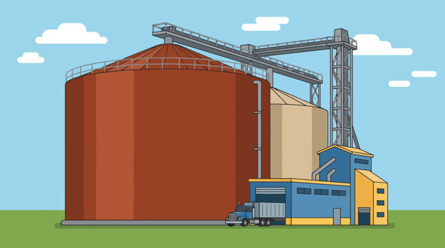 Large Industrial Silo for Grain Storage