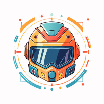Futuristic Sci-Fi Helmet with Digital Interface Elements