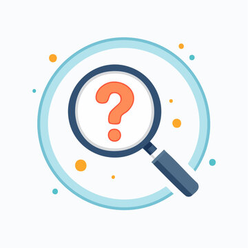 Magnifying glass with question mark inside, representing search and inquiry
