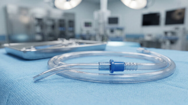 Surgical Suction Tubes with Refined Reflections for Premium Operating Room Equipment Marketing Visuals