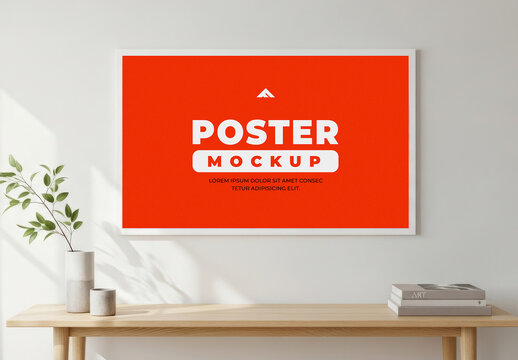 Horizontal Poster Mockup Template With Clean Style