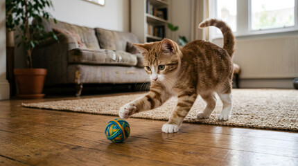 cat playing with ball