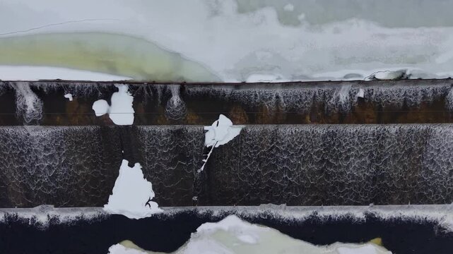 Winter aerial view featuring the Contoocook Reservoir in Hopkinton, New Hampshire