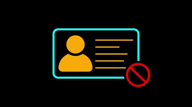 ID card warning animation. Personal data verification not approved motion. id card Verification Error Concept design. Information not valid 4k video.