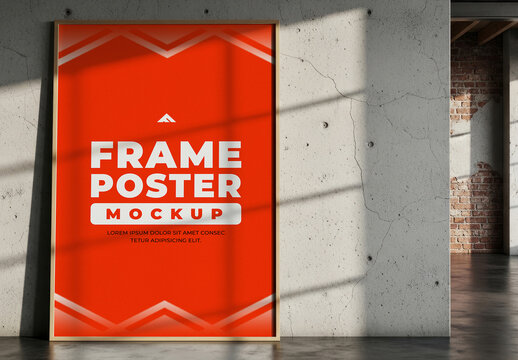 Urban Poster Frame Mockup With Natural Shadow