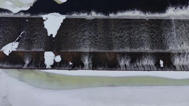 Winter aerial view featuring the Contoocook Reservoir in Hopkinton, New Hampshire