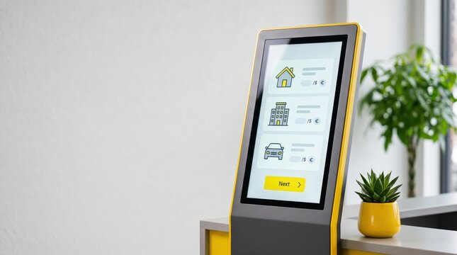 Self service kiosk displaying housing options in office