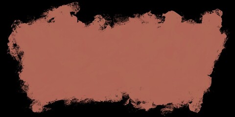 Fototapeta premium Textured terracotta dusty rose brush stroke with rough irregular edges on black background, warm earth tone design element.