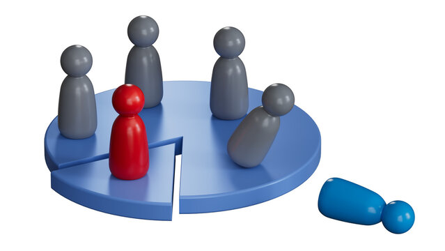 Hand playing with chess pawns over a pie chart. Concept to illustrate gain of market share from competitors.Supports PNG files with transparent backgrounds.