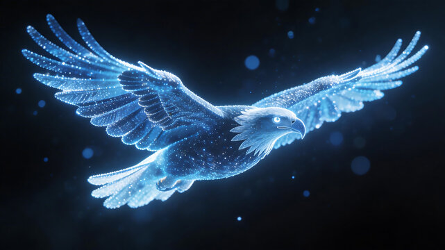 Glowing blue eagle in flight perfect for UI/UX design and motion graphics