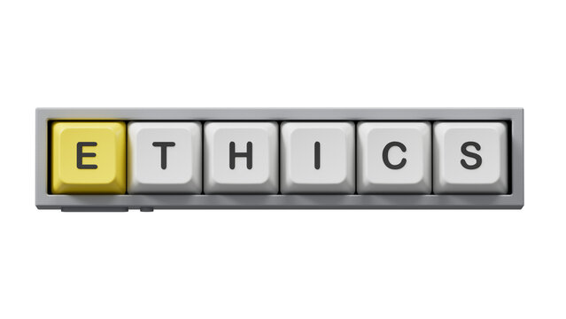 Computer keyboard keys with word ethics. Investment in life insurance and healthcare concept.close up of Computer keyboard keys,Business Concept.3D rendering  clipping path.