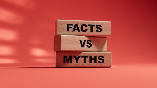 Facts vs myths symbol. Concept words Facts vs myths on wood cubes. Business, finacial and facts vs myths concept. Copy space.3D rendering