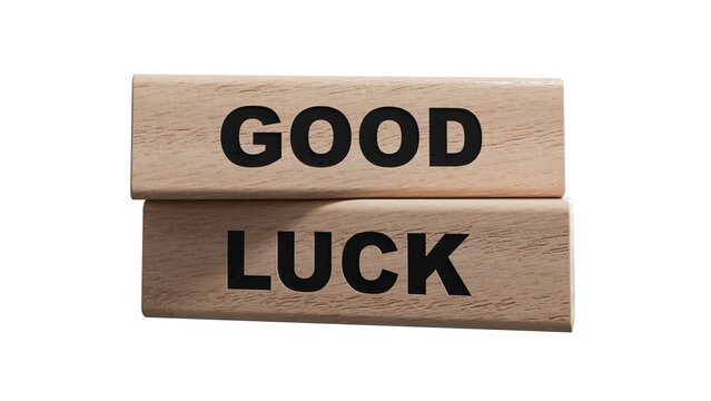 Good luck symbol. wood cubes with words Good luck. Business and Good luck concept. Copy space.Supports PNG files with transparent backgrounds.