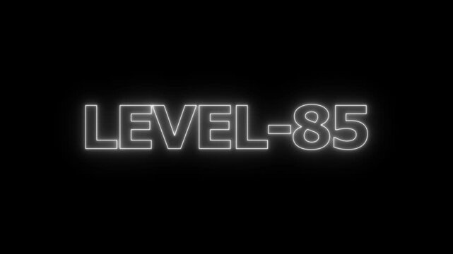 White neon outline text displaying level 85 on a solid black background for gaming interface