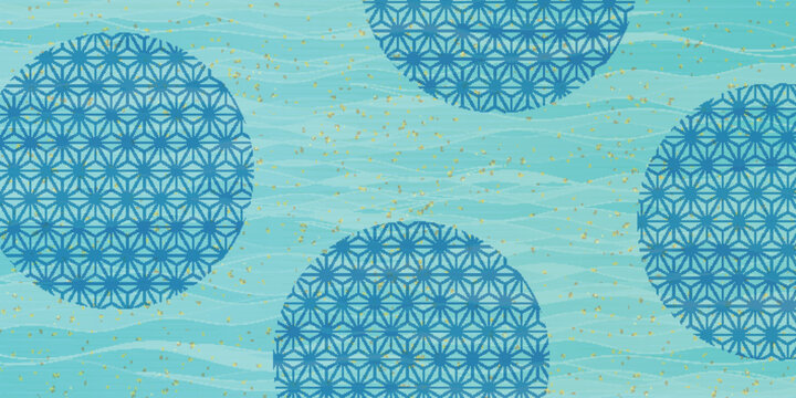 Elegant Japanese Pattern Background with Geometric Blue Circles