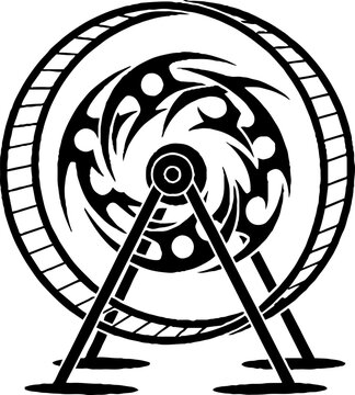 Circular exercise wheel with abstract tribal swirl design