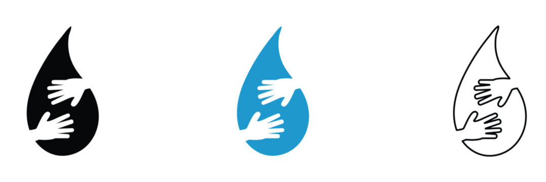 Save water icon.  Save water Symbol, logo illustration. Environment, water conservation symbol. Vector illustration.