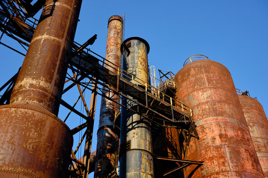 The rusting remnants of the remains of the industrial revolution of the early 1900's  at the Bethlehem Steel Works