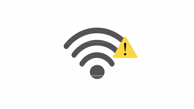 Animated no Wi-Fi signal icon on a white background. No internet connection, internet network problems, Wi-Fi network problems, internet errors. Animated 4K videos