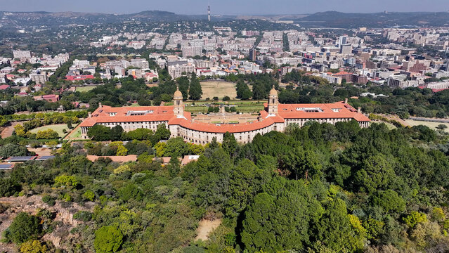 Union Buildings In Pretoria Gauteng South Africa. Aerial View Of Famous Governement Building Of The Country. Metropolitan Landscape Commercial Building Amazing. Commercial Building. Pretoria Gauteng.