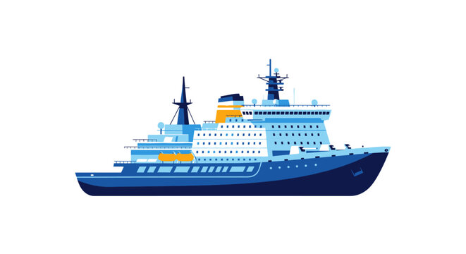 Illustration of a modern ice breaker ship on a white background