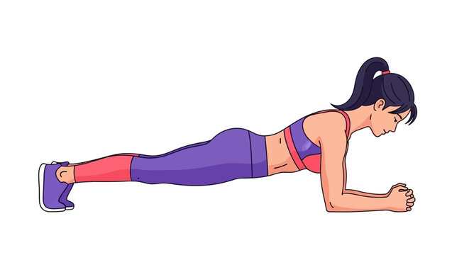 Woman doing plank exercise for core strength and fitness.