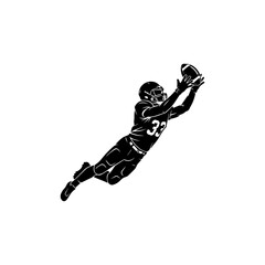 Fototapeta premium American Football Diving Catch Silhouette Vector