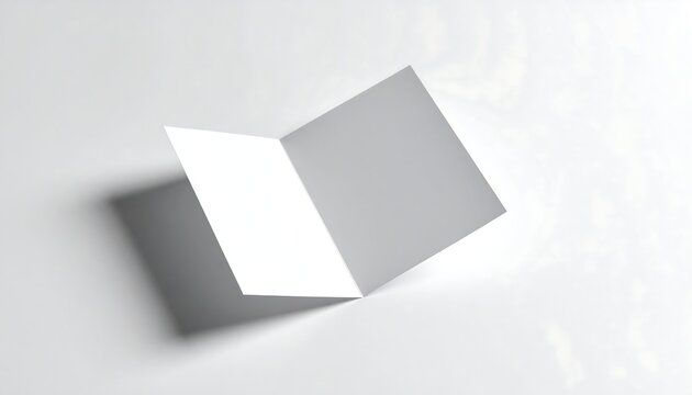 Blank folded brochure, light gray background