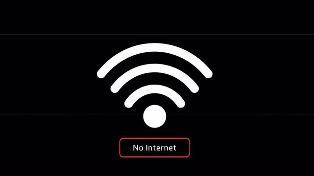 Animated no Wi-Fi signal icon on a black background. No internet connection, internet network problems, Wi-Fi network problems, internet errors. Animated 4K videos