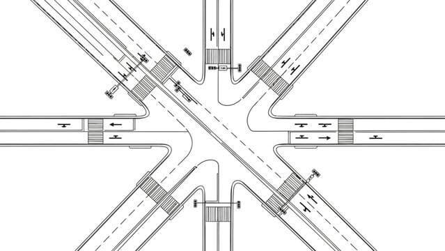 Interchange road junction infrastructure design.