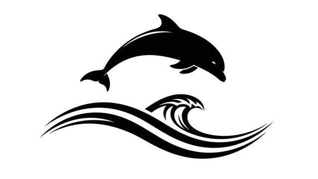 Black dolphin jumping out water.