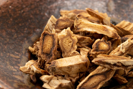 Chinese Anhui Produced Chinese Medicinal Material Platycodon Root White Background