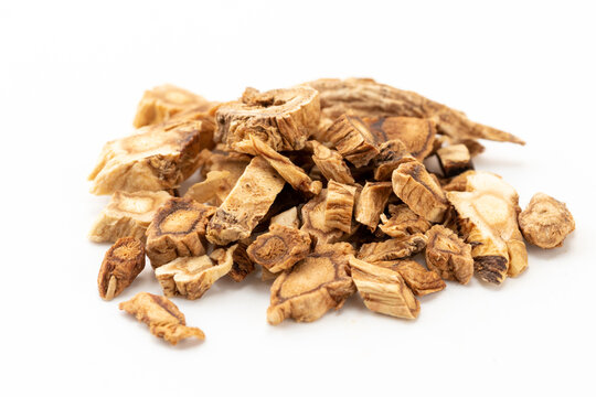 Chinese Anhui Produced Chinese Medicinal Material Platycodon Root White Background