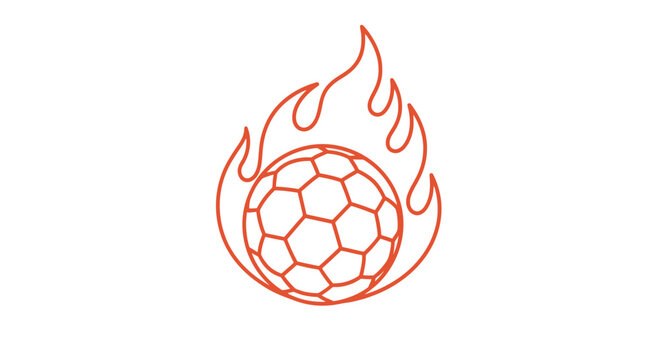 Soccer ball on fire icon, representing passion and intense game