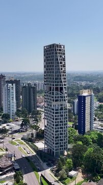 Curitiba Brazil. Futuristic Building At Curitiba In Parana Brazil. Highrise Building. Downtown District. Cityscape Landscape. Futuristic Building At Curitiba In Parana Brazil. Famous Destination.