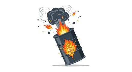 Exploding Oil Barrel with Dollar Sign © Sangu