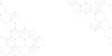 Abstract white medical background with elegant hexagon pattern. Modern minimalist gray technology gradient. Creative idea for medical, technology, or science designs. eps10. © Moh