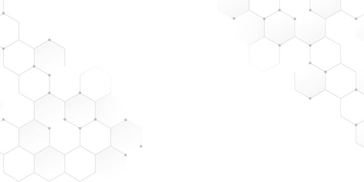 Abstract white medical background with elegant hexagon pattern. Modern minimalist gray technology gradient. Creative idea for medical, technology, or science designs. eps10.