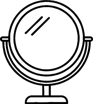 Round tabletop vanity mirror icon line art