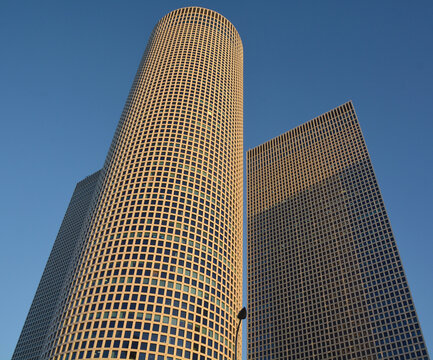 TEL AVIV ISRAEL: Azrieli Center is a complex of skyscrapers. The center was originally designed by Israeli-American architect Eli Attia and after developer of the center David Azrieli