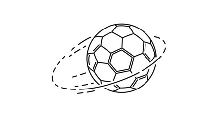 Soccer ball in motion, dynamic line art illustration © Muh