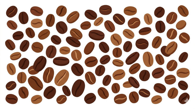 Roasted coffee beans pattern isolated on white background