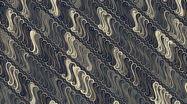 Traditional Indonesian Batik Parang Seamless Pattern in Muted Tones