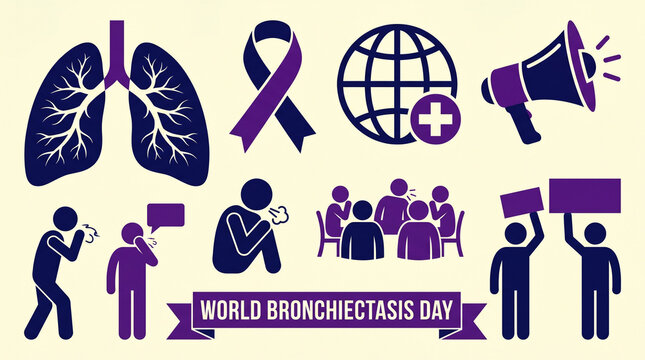 World Bronchiectasis Day Silhouette Vector Set for Medical Awareness Design