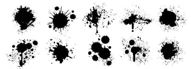 Aerosol spray effect, graffiti template with paint drips. Street bombing, stencil paint. Graffiti template, paint shapes with spots and drops. art illustration © Randy
