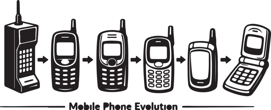 Mobile phone evolution illustration  vector graphic.