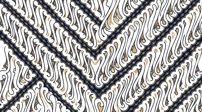 Traditional batik parang pattern with modern halftone texture