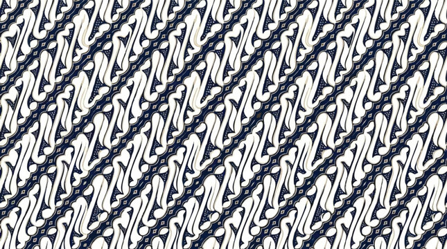 Elegant Indonesian Parang Batik Motif in Blue and White