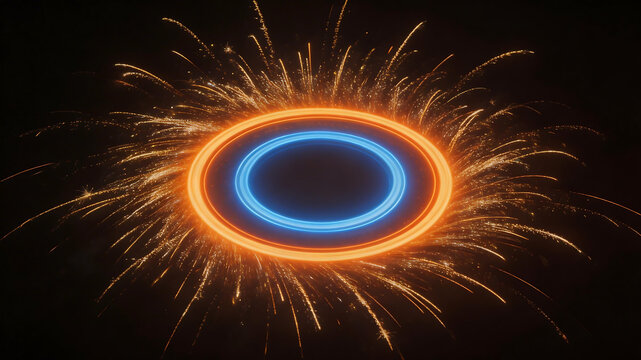 Fireworks with glowing ring ideal for sleek commercial backgrounds and title sequences