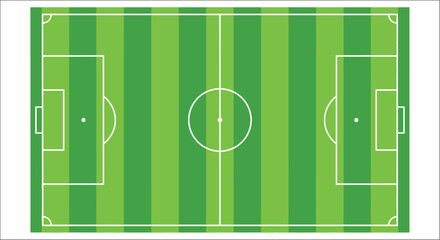 Soccer field top view green grass and white lines illustration © Vactor media 